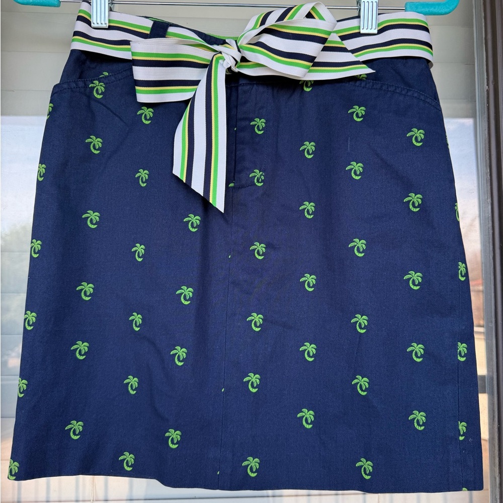 Lilly Pulitzer Navy Skirt with Green Palm Accents